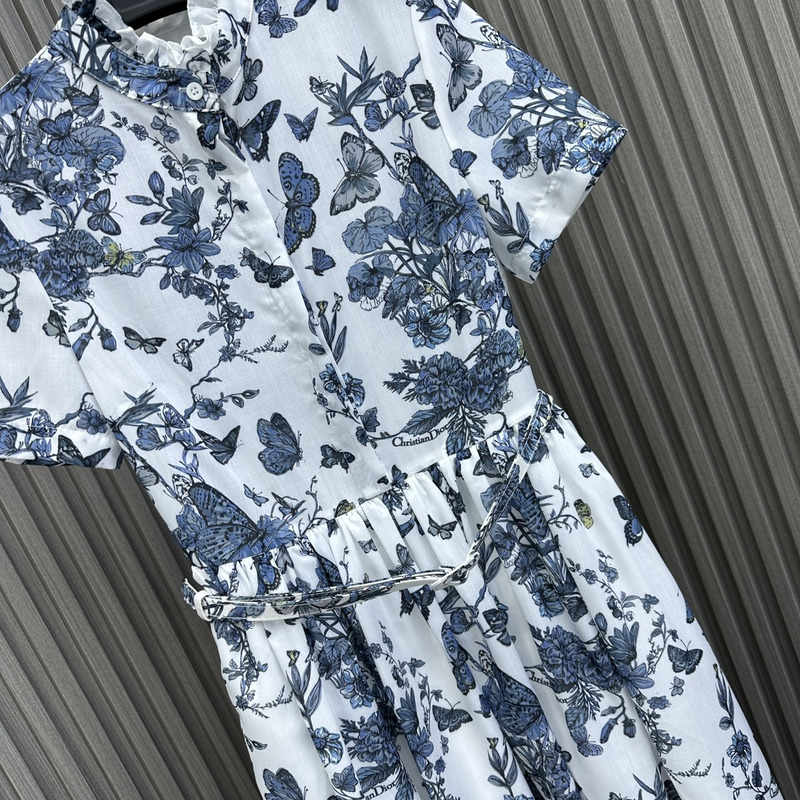 D*or mid length shirt dress white and pastel midnight blue cotton voile