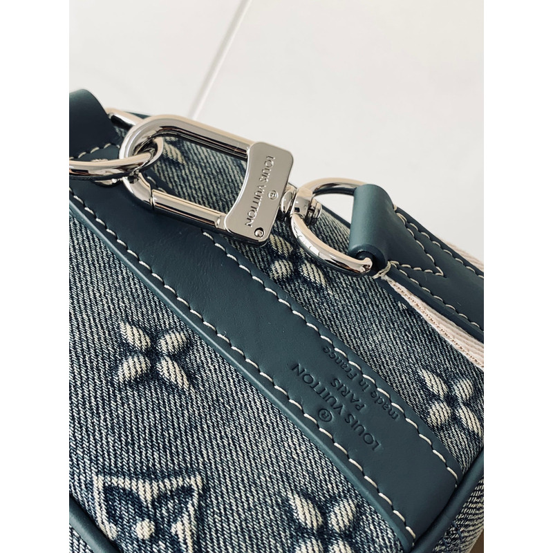 l**is V*t*n keepall bandouliere 25 monogram washed denim canvas