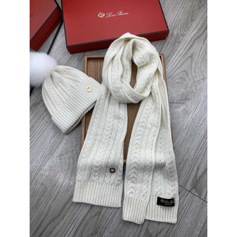 Loro piana Wool Pom And Scarf White