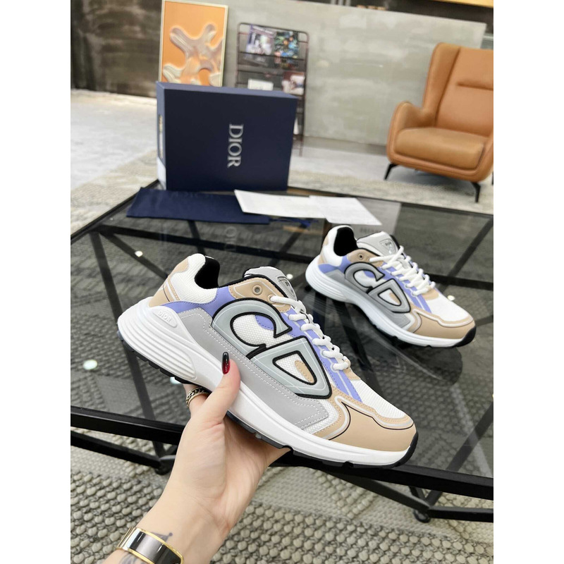 D*or b30 sneakers cream mesh and beige blue and gray technical fabric
