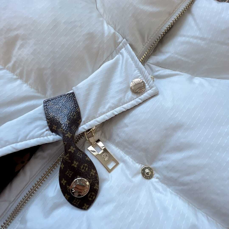 l**is V*t*n monogram accent pillow puffer jacket white