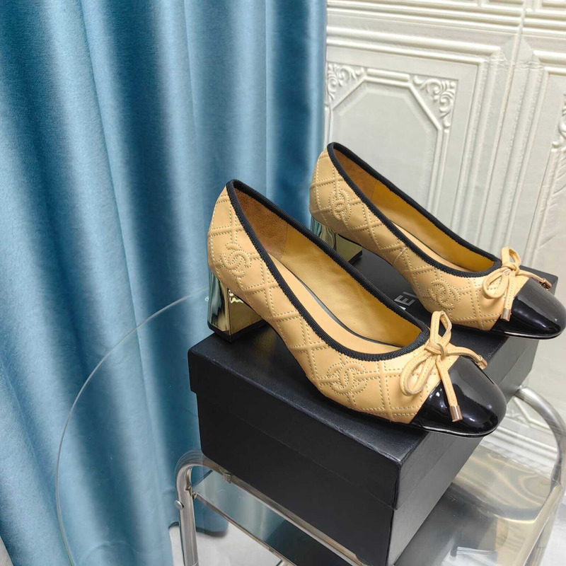 Ch*el ballet pumps calfskin beige
