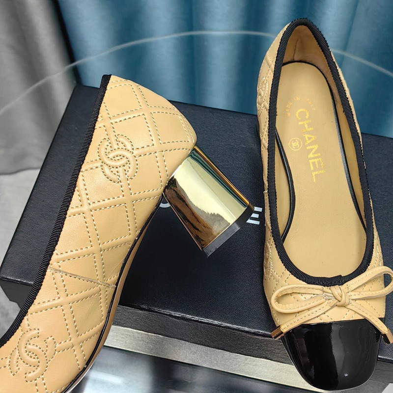 Ch*el ballet pumps calfskin beige