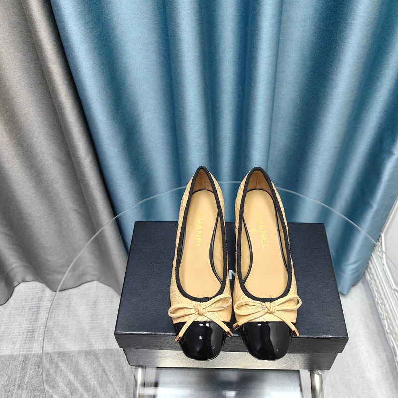Ch*el ballet pumps calfskin beige