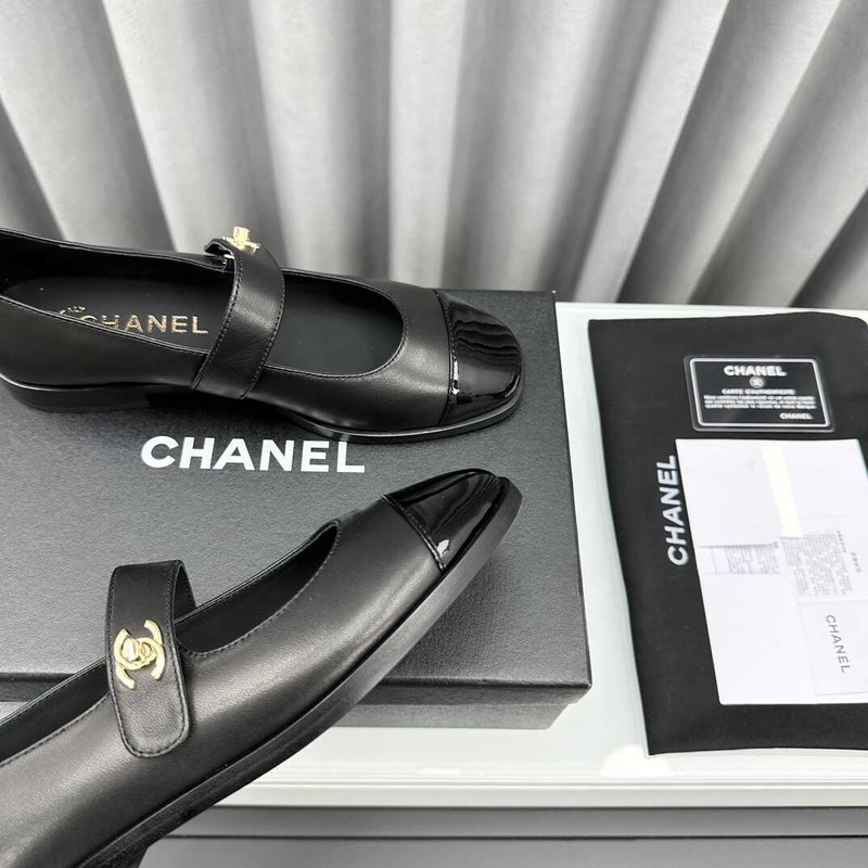 Ch*el mary janes calfskin black