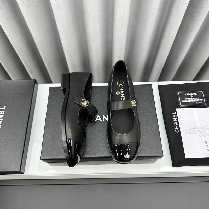 Ch*el mary janes calfskin black