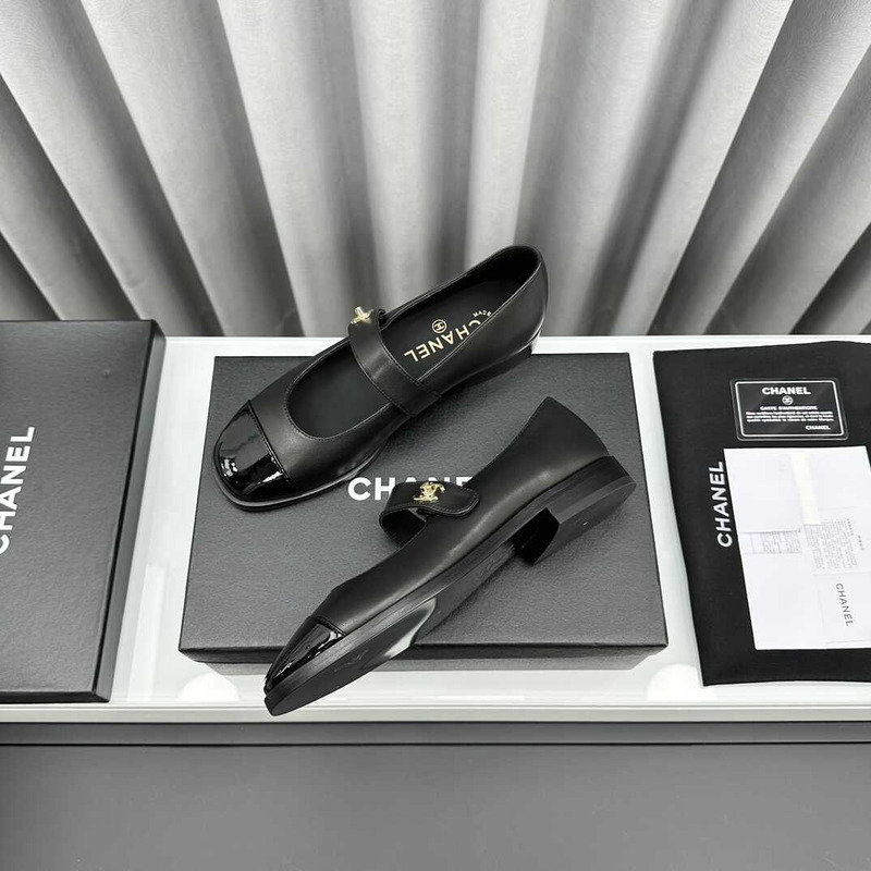 Ch*el mary janes calfskin black