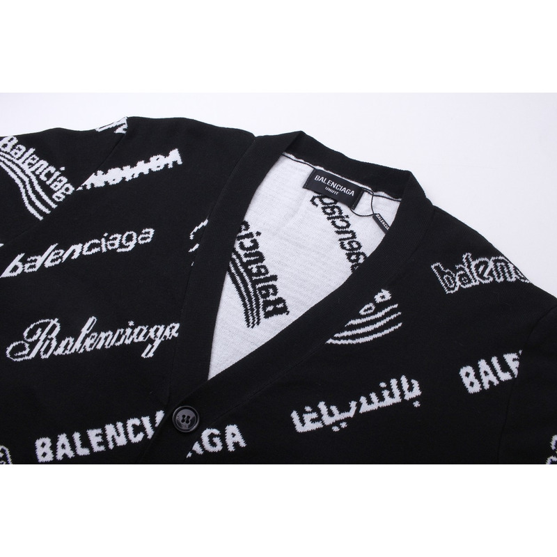 Ba*len*cia*ga logomania all over cardigan in black