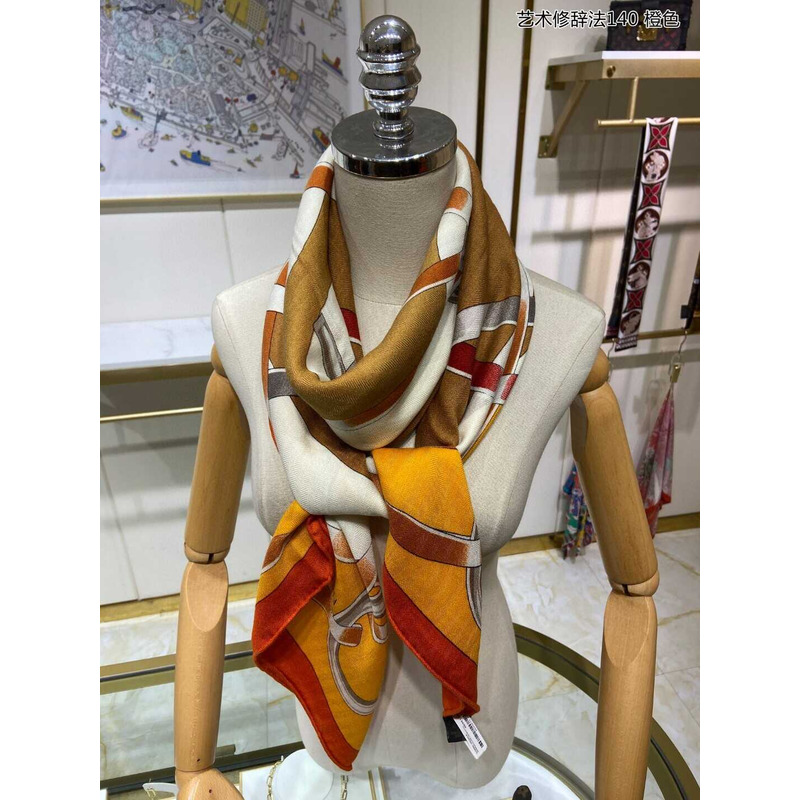 H**mes figure artistique scarf 140 orange / miel / camel