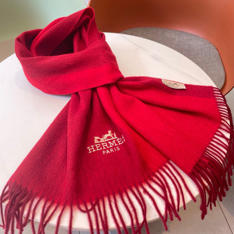 H**mes wool scarf red