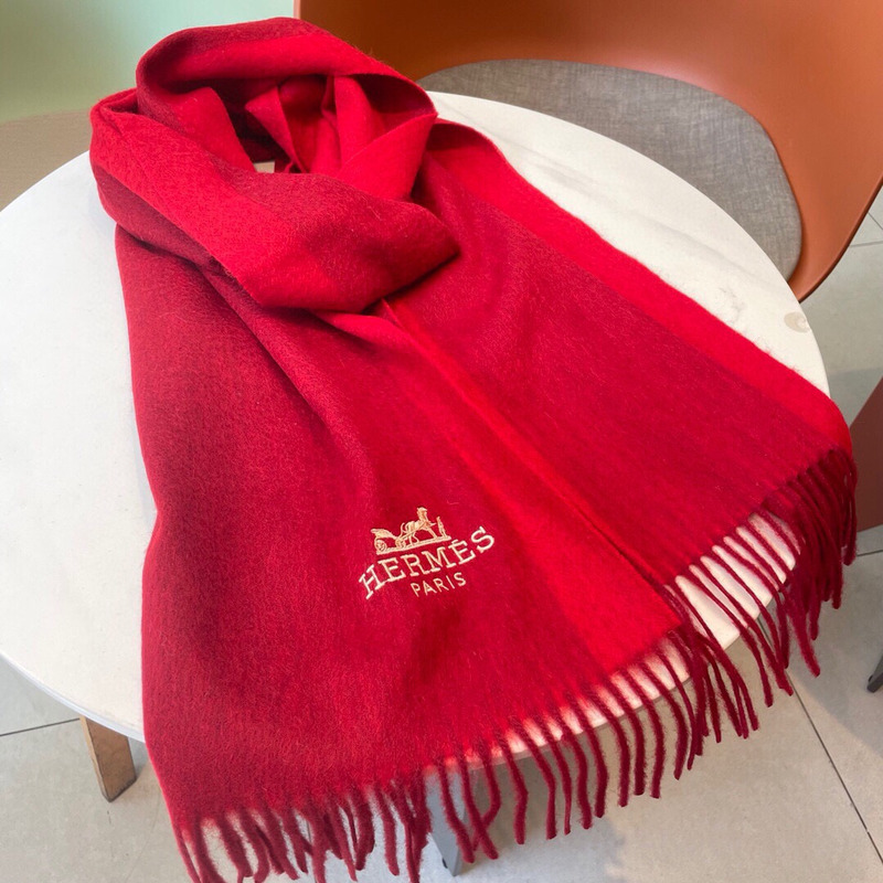 H**mes wool scarf red