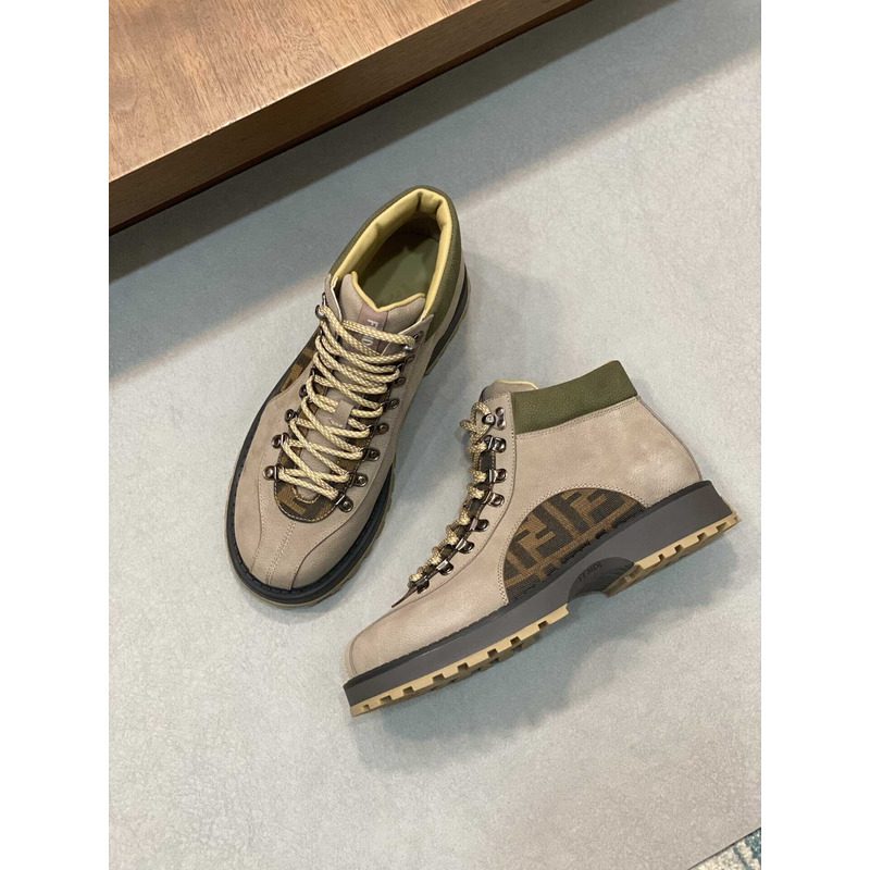 F**di monogram detailed lace-up ankle boots