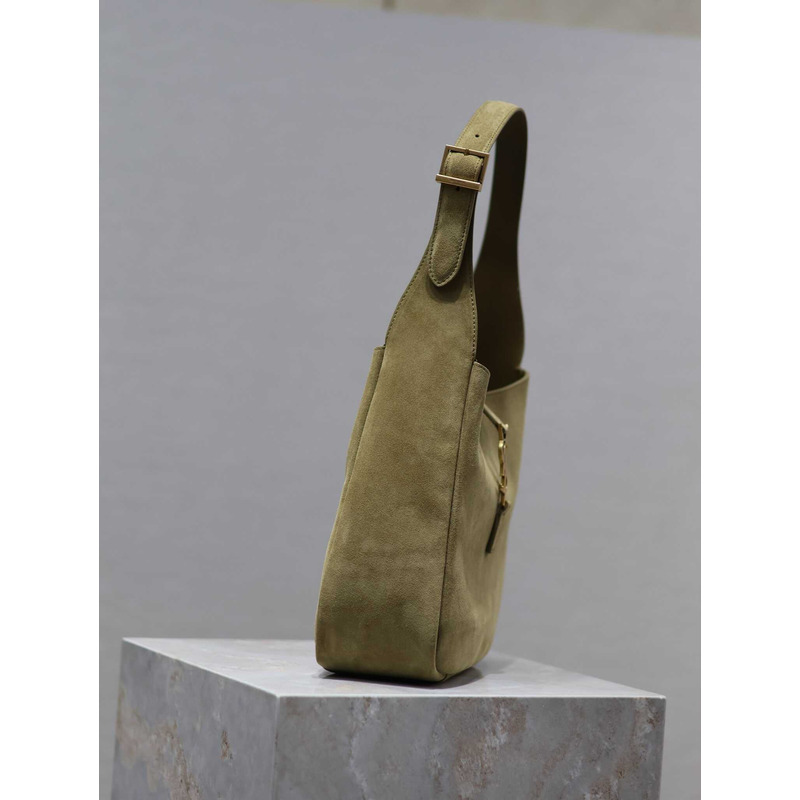 saint laurent le 5 À 7 S*pple small in suede khaki green