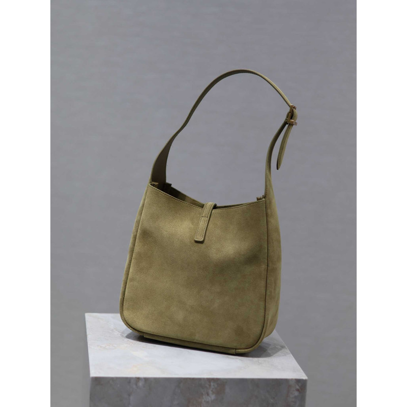 saint laurent le 5 À 7 S*pple small in suede khaki green