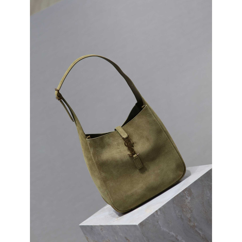 saint laurent le 5 À 7 S*pple small in suede khaki green