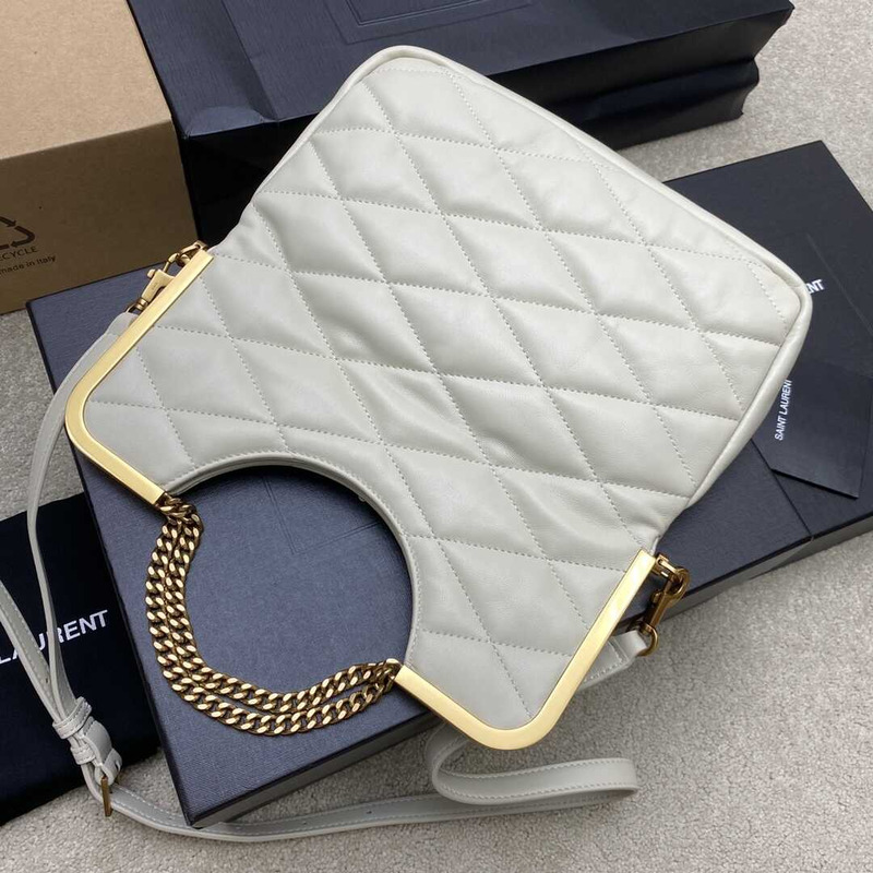 Saint Laurent 87 In Quilted Lambskin White