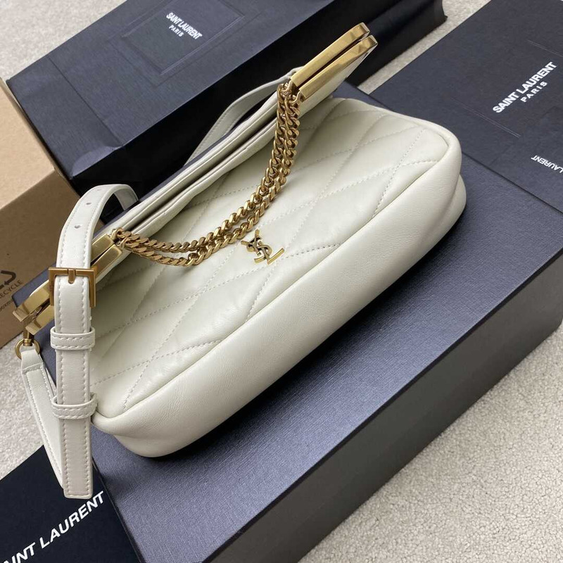 Saint Laurent 87 In Quilted Lambskin White
