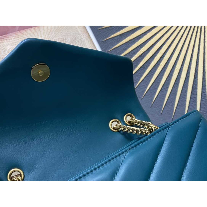 Saint Laurent Loulou Small In Quilted Leather Envelope Peacock Blue