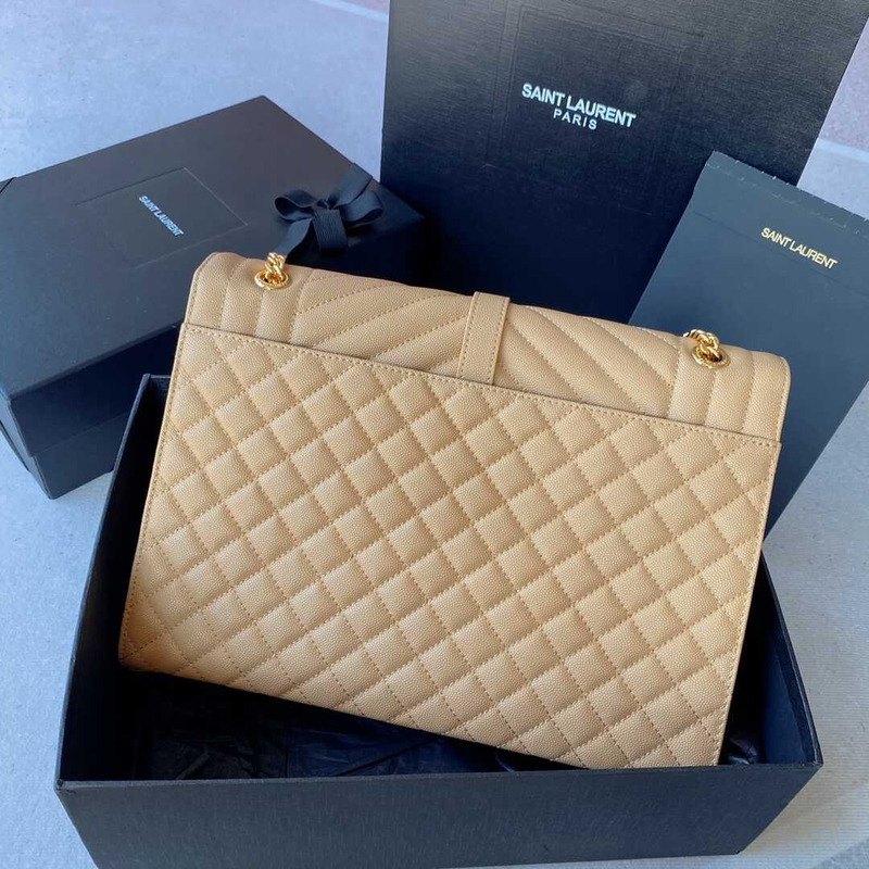 Saint Laurent  Envelope Large Bag IN Grained Quiled Leather Beige