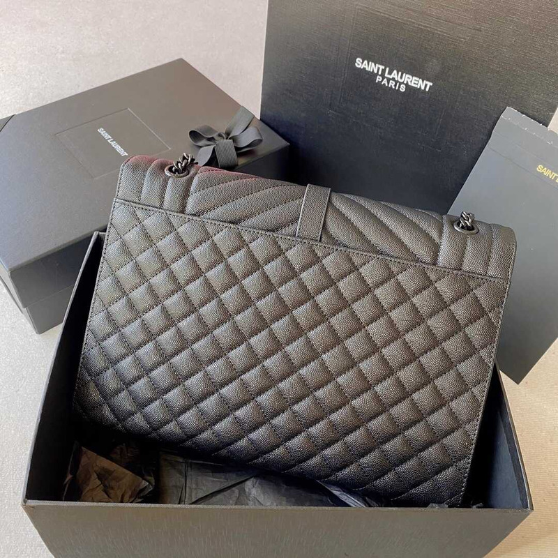 Saint Laurent  Envelope Large Bag IN Grained Quiled Leather Black