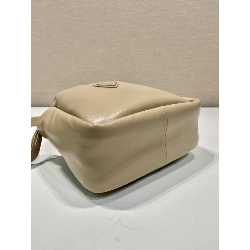 Pra*a soft small padded nappa leather bag beige