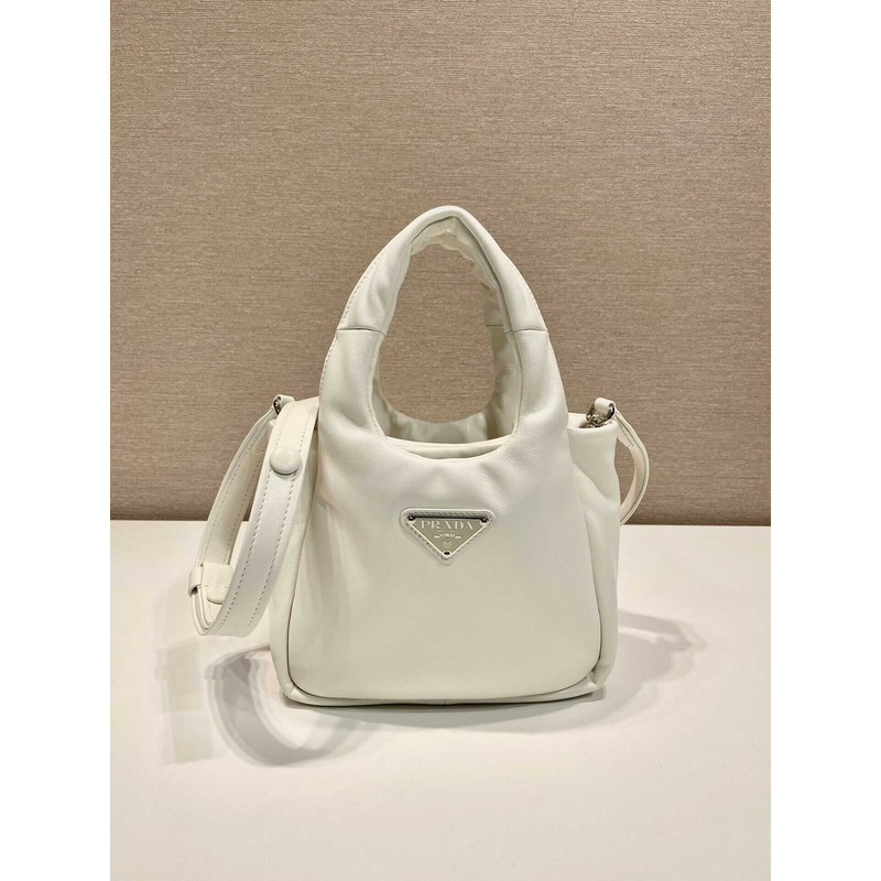 Pra*a soft small padded nappa leather bag white