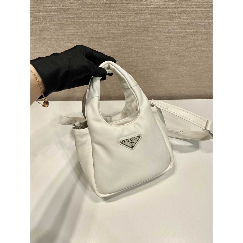Pra*a soft small padded nappa leather bag white