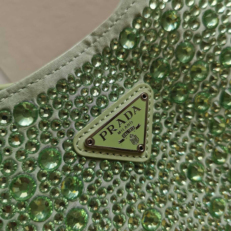 Pra*a cleo satin bag with crystals green