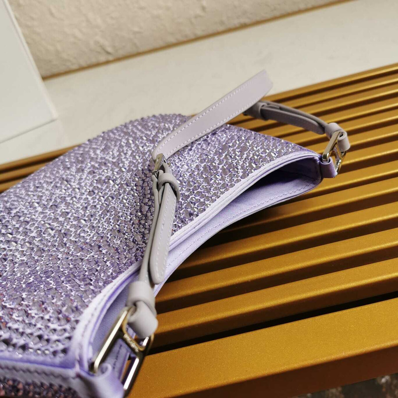 Pra*a cleo satin bag with crystals purple