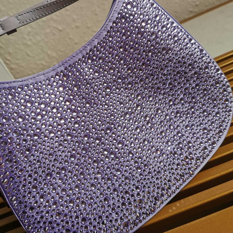 Pra*a cleo satin bag with crystals purple