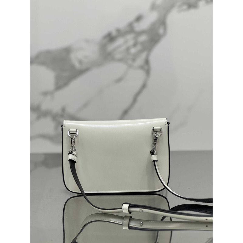 Pra*a brushed leather mini-bag with shoulder strap white