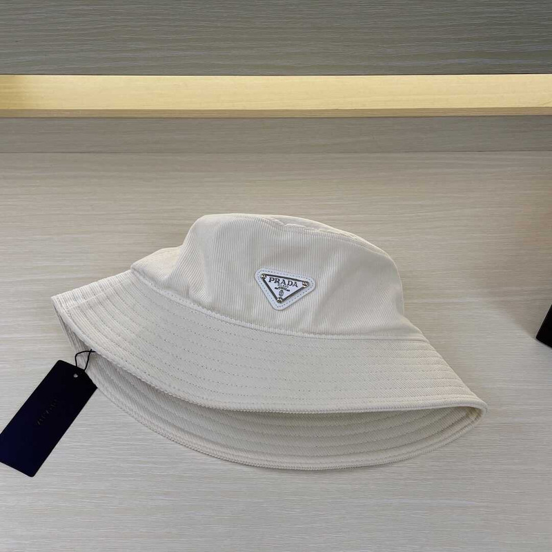 Pra*a re-nylon bucket hat white