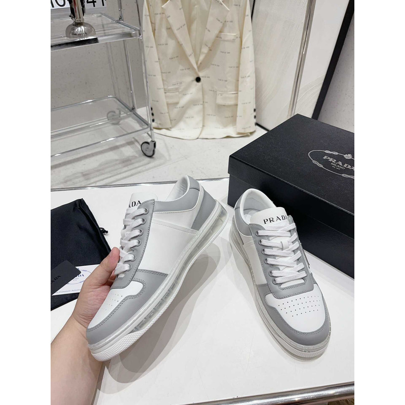 Pra*a downtown low top sneakers leather white grey