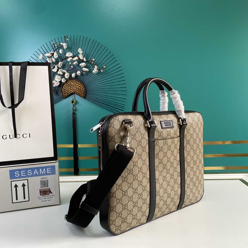 g*u*i gg S*p*e canvas briefcase beige