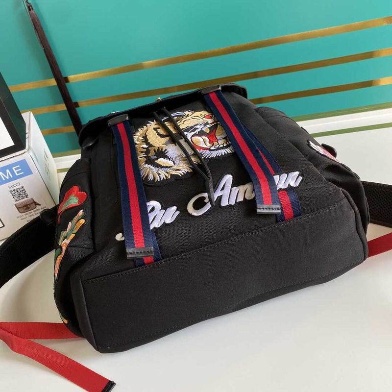 G*u*i techno canvas embroidered tiger backpack black