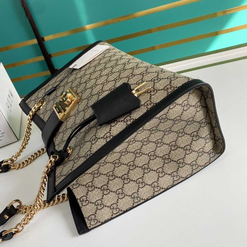 G*u*i padlock medium gg shoulder bag beige/black