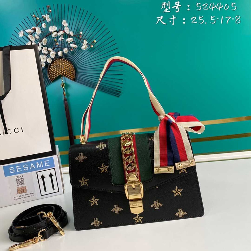G*u*i sylvie bee star small shoulder bag black