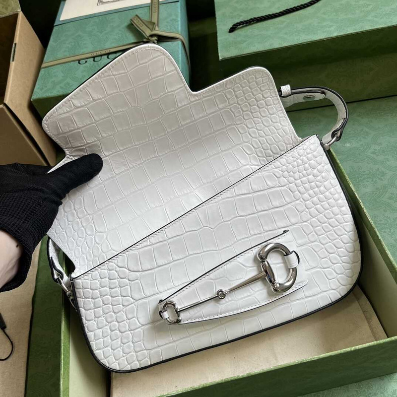 G*u*i  horsebit 1955 small shoulder bag  white