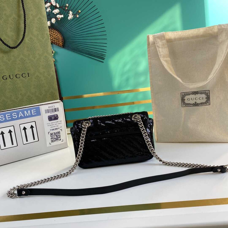 G*u*i gg marmont sequined small shoulder bag black
