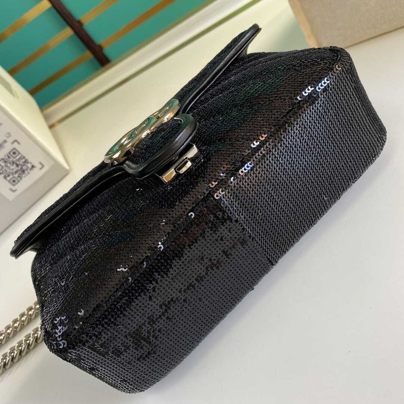 G*u*i gg marmont sequined small shoulder bag black
