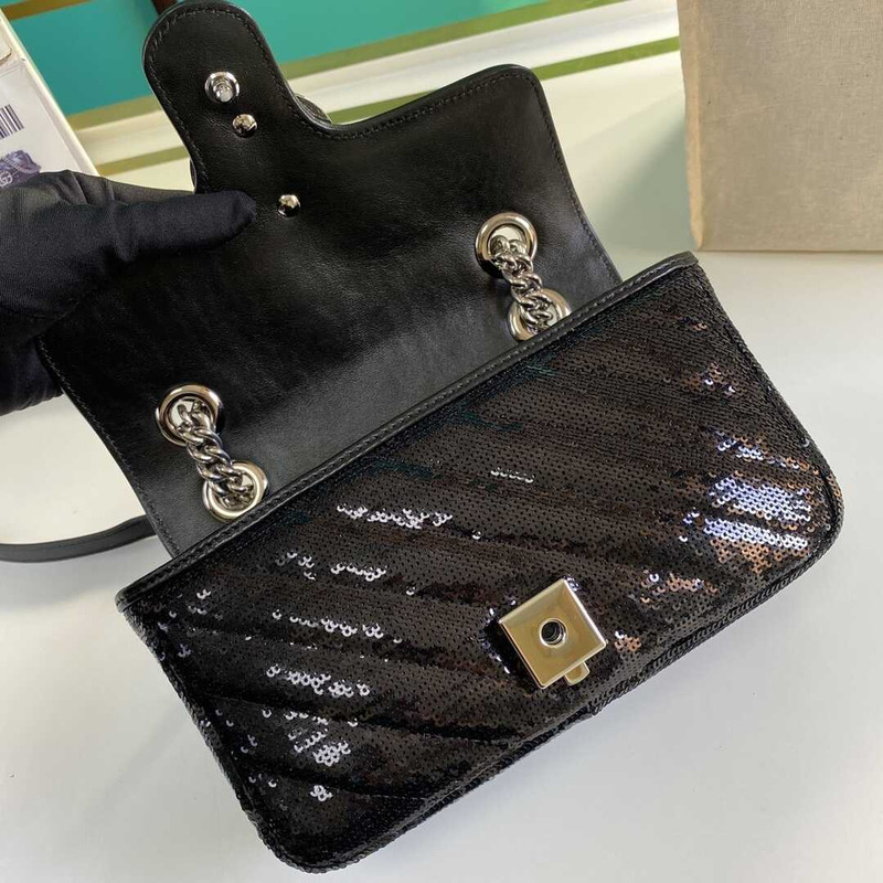 G*u*i gg marmont sequined small shoulder bag black