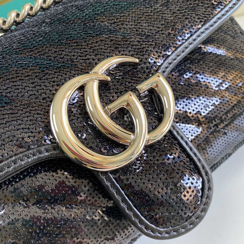 G*u*i gg marmont sequined small shoulder bag black
