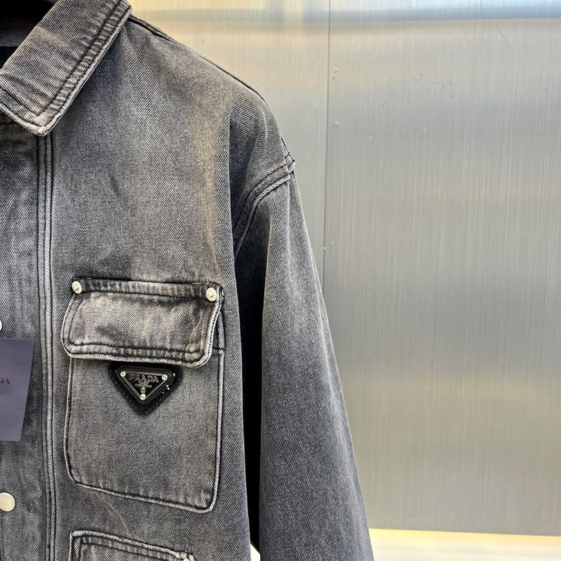Pra*a faded denim shirt jacket