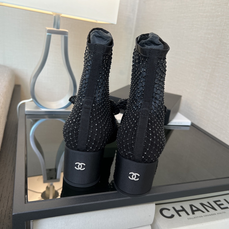 Ch*el mary jane with net socks black