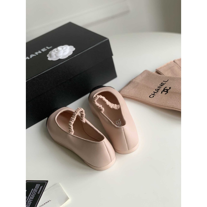 Ch*el ballerina lambskin flats pink