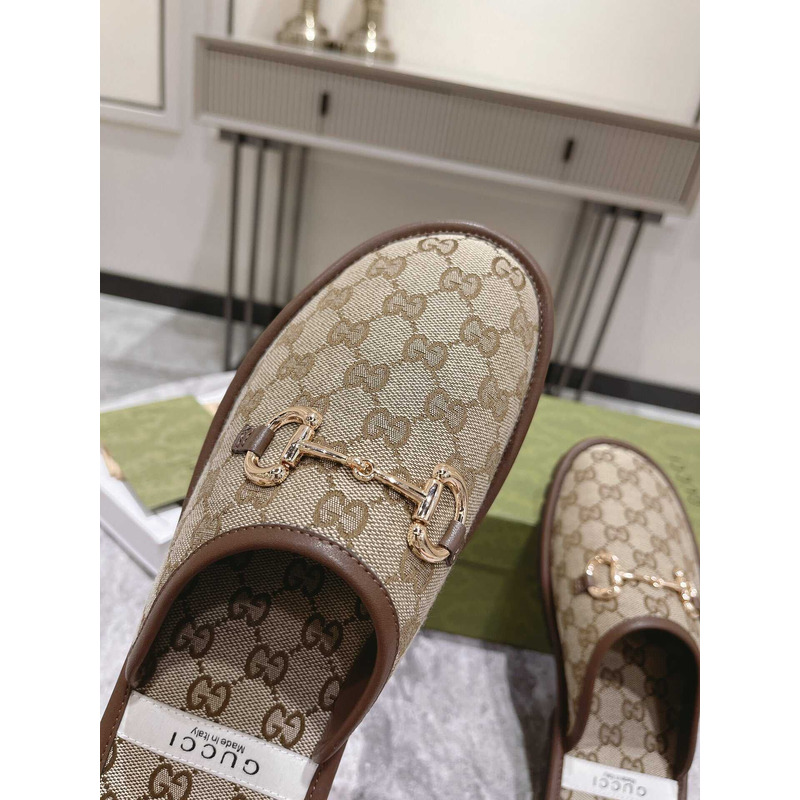 G*u*i gg classic logo horsebit detail mules beige