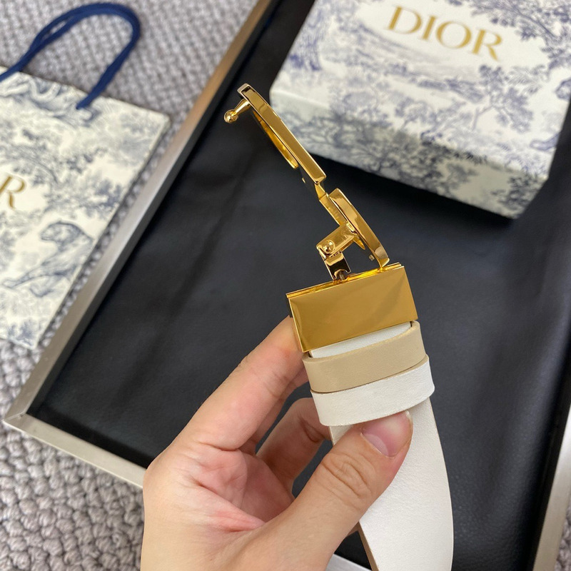 D*or leather belt D*or white