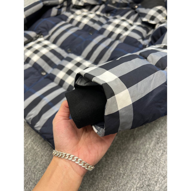 B**rry plaid down jacket white/dark charcoal blue