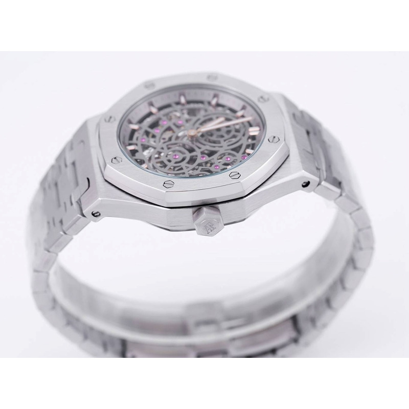 Audemars Piguet Royal Oak Openworked Steel Mens Watch Sliver