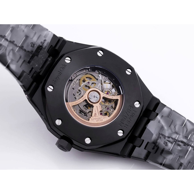 Audemars Piguet Royal Oak Openworked Steel Mens Watch Black